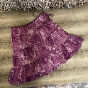 TALBOTS 4P Purple Tie Dye Tired Flared Lined Circle Skirt Bohemian Side Zip